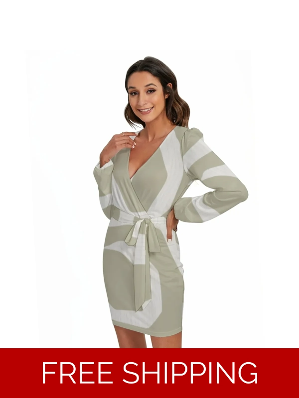 Motiff Long Sleeve Dress with Waist Belt